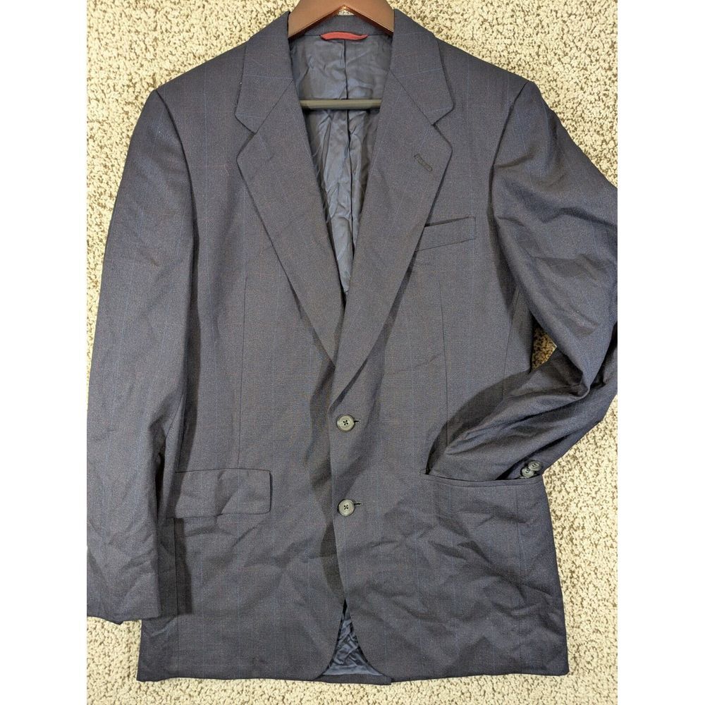 HART SCHAFFNER MARX Mollaire Mens Size 38R Slate Blue‎ Plaid Sport Coat Blazer